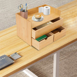 Bamboo 3-Drawer Desk Storage Box, 2-Layer Organizer for Office Supplies, Study Room & Bookshelf Decorative Storage Solution