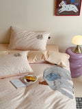 Cute Cartoon Sle Pure Cotton Bedding Set Four Pieces Quilt Cover eet Pillowcase Embroidered Design Spring Summer Fre