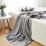 Ikeehome  Quality Soft Wool Knitted Jacquard Blanket Plaid Quilt Wavy Herringbone Fringe Cover for Sofa Bed Blankets Thread Bedspread