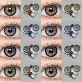1pair Circle Lenses Big Eyes,Blue/Green Natural Contacts Lenses Doll-eye Lens for Christmas makeup Eyeshadow palette