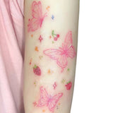 1 Sheet Strawberry Butterfly Tattoo Sticker Waterproof Lasting Temporary Tattoo