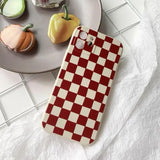 Fashionable Red Checker Case for iPhone 14 13 Pro Max Back Phone Cover for 12 11 Pro Max X XS XR 8 7 Plus SE