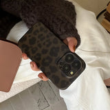 Matte Leopard Amber Silicone Back Cover Neutral Mobile Phone Case For iPhone 16 15 14 13 12 11 Pro Max Protective Fundas Cover