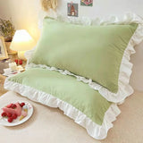 Hot Sale 1 Pair of Pillowcases with Ruffles White Shabby Country Girl Cover Protector with Border Decorative 48x74cm