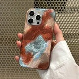 Korean Cute Dog Stripes Gradient Phone Case for IPhone 16 15 14 13 11 12 Pro Max Plus Lovely Puppy Vortex Pattern Cover Funda