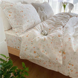 Fre Floral Pure Cotton Four-Piece Bedding Set White Clean Single Bed Canopy Sle Comforter eet Pillowcase Duvet Cover