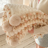Nordic Fluffy Sofa Blanket Milk Fleece Fringed Ball Blanket Thickened Soft Lamb Fleece Sofa Cover Blanket Nap Home Bedroom Decor