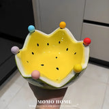 Watermelon Plate, Fruit Fork, Cute and High Beauty Ceramic Large Capacity Home Dessert Salad Bowl