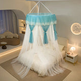 New Hung Dome Bed Canopy Mosquito Net for Girl Women Lace Yarn 2 Layers Round Dome Tent Curtain Room Decor
