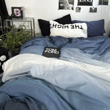 Bedding Set Ins Ambiance Blue Coffee Grid Mixed With Washed Cotton Minimalist Four Piece Set Fitted Sheets Duvet Cover