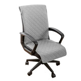 Quilted Office Chair Cover Solid Color Anti-dirty Desk Computer Armchair Chair with Slipcovers Buckle Gaming Seat Cover