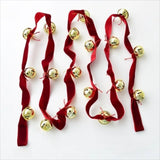 2.7m Christmas Velvet Bell Strings Red Iron Bell Ribbons Bell Pendant Wreath Decoration Handmade Xmas Tree Hanging Bells