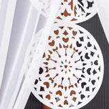 1 Set 2Pcs Rod Pocket French Chiffon Sheer Curtains With Hollow Dreamcatcher Pendant, For Living Room, Lovely Housewarming Gift