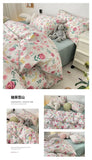 Bedding Set Double Layered Yarn INS Girls Mushroom Soft Washed Cotton Bed Sheet Queen King Size Duvet Set Pillowcase Bed Sheet