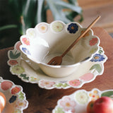 Cone Bowl Open Petal Side Bowl Kitchen Supplies Home Large Soup Bowl Restaurant Cute Flower Printing Tableware Dinner Plate