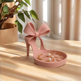 3D Creative Bow High Heel Jewelry Tray, Cute Ring Dish Holder for Desktop Decor Vanity Organizer, Trinket Tray Gift for Women