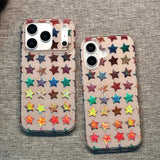 Fashion Colorful Five-pointed Stars Printed Laser Phone Cases for IPhone 13 16 15 14 17Pro Max Shockproof Protective Cover Case