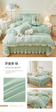Korean Luxury Lace Ruffles Bedding Set Skin-Friendly Washed Cotton Princess Style Duvet Cover Bed Sheet Pillowcase Home Textiles