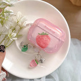 Pink Strawberry AirPods4 Case for Airpods Pro3 Pro 2 3 Air pods AirPod Pro2 with Key chain Bluetooth Headphone Protective Cover
