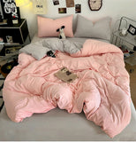 Solid Color Bedding Set Twin Full Queen Size Bed Flat Sheet Soft Kids Adults Duvet Cover Set Quilt Cover Pillowcases Bed Linen