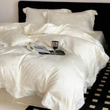 1000TC Lyocell Cotton Jacquard Embroidery Wide Edge Luxury Bedding Set Silky Duvet Cover Bed Sheet/Fitted Sheet Pillowcases 4Pcs