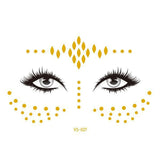 Glitter Stickers Face Tattoo Flash Gold Temporary Metalic Tattoos Waterproof Makeup Decals for Girls Party Music Festival