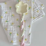 Colorful Girlheart Ceramic Twist Spoon Long Handle Dessert Spoon Underglaze Color Dinnerware Set