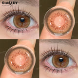 1 Pair Colored Contact Lenses Natural Brown Pupils Blue Eyes Contact lenses Gray Soft Contacts 14.50mm