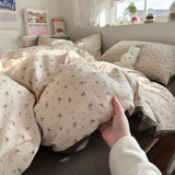 New aerobic three-layer yarn printing four-piece set skin-friendly and soft four-piece set of bedding in student dormitory