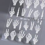 5D Relief Skeleton Hand Halloween Nail Art Stickers Devil's Eye Slider Decal DIY Manicure Decoration Tips Nail Accessories Tools
