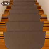 13-Piece Non-Slip Stair Treads for Wooden Steps, 55x20cm Indoor Staircase Carpet Mats, Anti-Skid Floor Step Pads & Rug Grippers