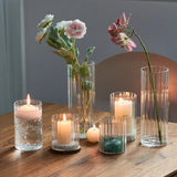 Ribbed Cylinder Glass Candle Holder Home Decor  Pillar Candles Glass Vase Floating Candle Wedding Ornaments Tealight Candlestick