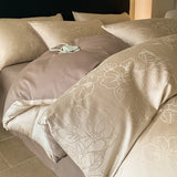 Nordic Bedding Sets Jacquard Plant Floral Cotton Soft 4PCS Bed Sheets Set With 2 Pillowcases Twin Double Queen King Size Bedding