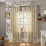 New Semi-Sheer Blackout Curtains, Slub Linen Look Floral Print Rod Pocket Drapes for Living Room Bedroom, 1/2 Panels Ready Made
