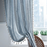Boho Curtains Semi Sheer Floral Embroidery Cotton Fabric Linen Light Filtering Pocket Rod Windows Drapes for Living Room Bedroom