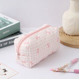 1pc Plaid Bow Pattern Pencil Case, Spacious, Large-Capacity, Fashionable and Portable School Supplies, Back-to-School Essentials