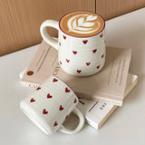 2/4/6Pcs Love Ceramic Mug, Cute Little Love Ceramic Mug Coffee Cup Drinking Cup for Home Drinking, Afternoon Tea Drinking, Office Drinking, Coffee Shop Latte Art, Souvenir, Valentine's Day Holiday Gift, Birthday Gift