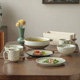 Cake Plate Water Ripple Ceramic Dinner Plates Round Microwave Safe Pasta Plate Stackable Dessert Plate Kitchen Use