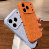 Luxury Leopard Pattern Camera Control Button Case for iPhone 17 16 15 Pro Max 14 Plus 12 13 11 Matte Soft Liquid Silicone Cover
