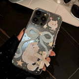 Elegant pearl blue bow bracelet capa for iphone 13pro 15pro 11 13 12 13promax 14 15 pro max 14pro cute cat shiny star phone case