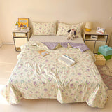 Washed Cotton Printed Summer Quilt Air Conditioner Thin Quilt Machine Washable Lightweight Single Double Bedding Soft Breathable