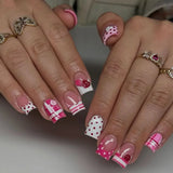 French Almond False Nails Retro Flowers Wearable Hand Drawn Press on Nails for Woman Datachable Full Cover False Nails Tips