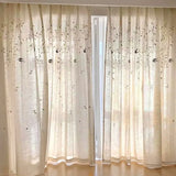 French Embroidered Bird Linen Curtain For Living Room, Privacy Sheer Curtain For Bedroom, Machine Washable，Easy Install Curtain