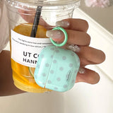 Mint Green Earphone Case For AirPods 1 2 3 4 Pro 2 Grey Polka Dot Pattern Simple Soft Silicone Protection Cover Cute Keychain