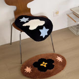 Oval Tufting Bathroom Mat Soft Tufted Cartoon Tooth Floral Bedroom Carpet Bedside Rug Floor Anti Slip Pad Aesthetic Home Decor