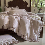 100% Cotton Pastoral Floral Print Ruffles Bow Princess Bedding Set Queen King Duvet Cover Set Bed Sheet/Fitted Sheet Pillowcases