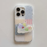 Plaid Floral Fruit Stand Suitable for Apple for Iphone16Promax Case/For Iphone15Promax Case/14Pro Case/13 Iphonecase/Fashionable Women's Mobile Phone Case/Simple Mobile Phone Case