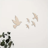 Ins Nordic Style Wooden Bird Self-Adhesive Decoration Home Space Theme Boys and Girls Room Decoration Wall Sticker Set Nursery Wall Art