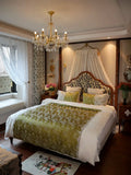 Vintage French Jacquard Lace Patchwork Bedding Set Lyocell Soft Silky Cooling Duvet Cover Flat/Fitted Bed Sheet Pillowcases 4Pcs