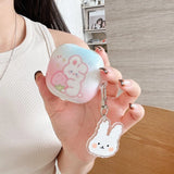 Rose Red Marble Pattern 3D Love Heart Cute Bear Pendant Earphone Accessories Case For Galaxy Buds Pro 2 Live Protection Cover